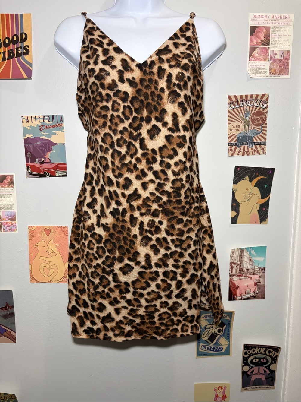 Princess Polly Leopard Print Slip Mini Dress - Brown